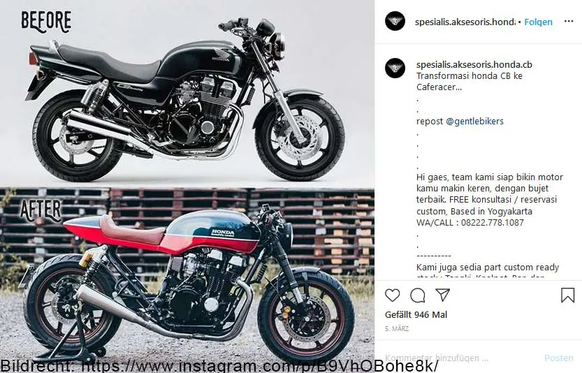 Beweis: Honda Cb als Cafe Racer geeignet | Bildrechte bei spesialis.aksesoris.honda.cb